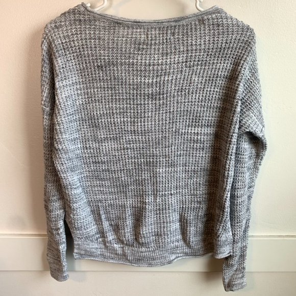 Hollister Heathered Gray Cable Knit Crew Neck Sweater - Picture 2 of 6
